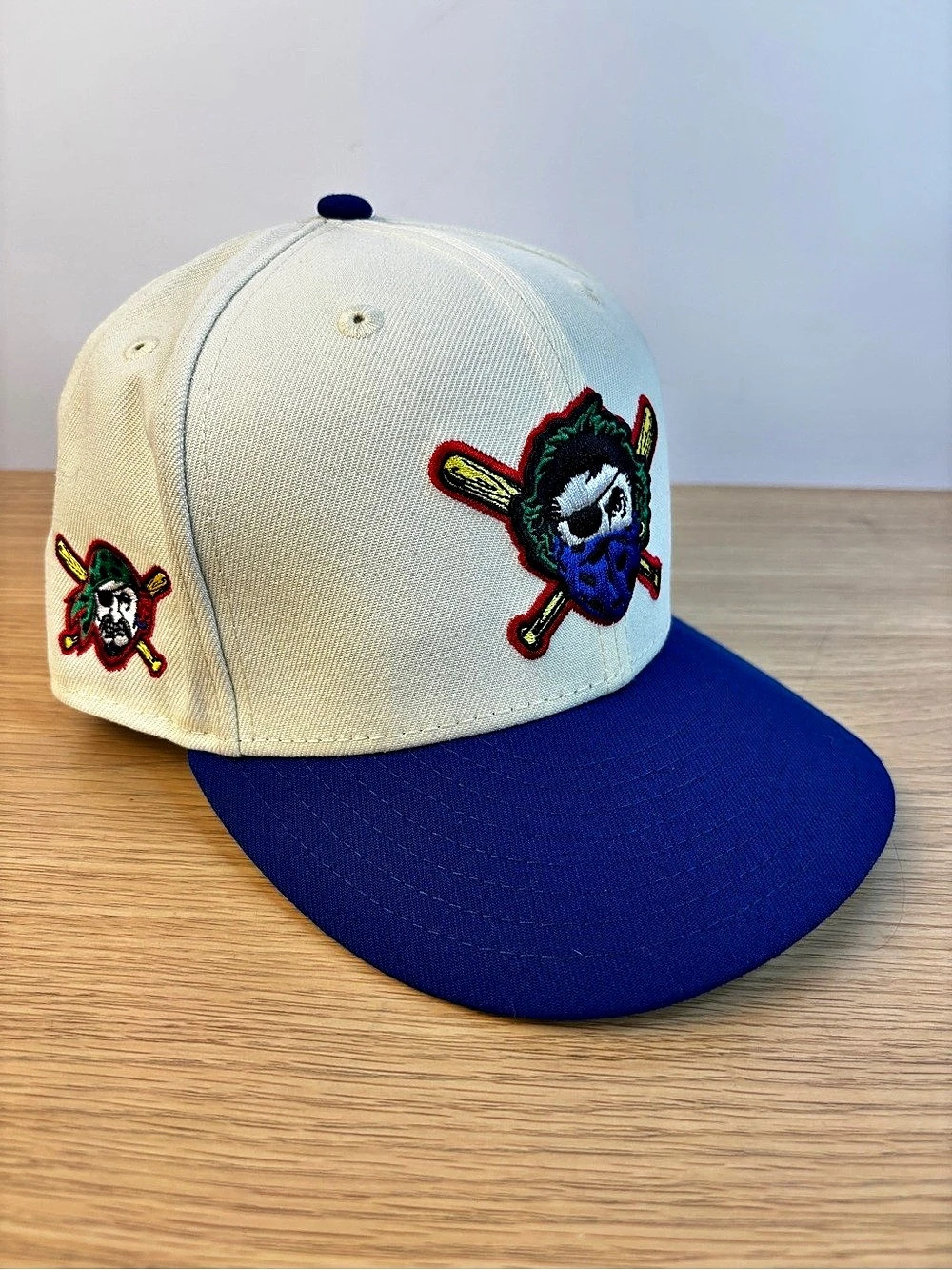 New Era Pittsburgh Pirates Custom 59FIFTY Fitted Hat Cream & Blue 7 1/4 MAC Mill